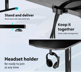 NNEMB Gaming PC Desk Carbon Fiber Style-Black and Grey-with Headset Holder-Gaming Mouse Pad