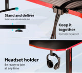 NNEMB Gaming PC Desk Carbon Fiber Style-Black and Red-with Headset Holder-Gaming Mouse Pad