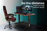 NNEMB Gaming PC Desk Carbon Fiber Style-Black and Red-with Headset Holder-Gaming Mouse Pad