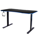 NNEMB Gaming PC Desk Carbon Fiber Style-Black and Blue-with Headset Holder-Gaming Mouse Pad