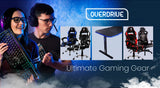 NNEMB Gaming PC Desk Carbon Fiber Style-Black and Blue-with Headset Holder-Gaming Mouse Pad
