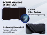 NNEMB Gaming PC Desk Carbon Fiber Style-Black and Blue-with Headset Holder-Gaming Mouse Pad
