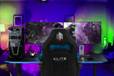 NNEMB Gaming PC Desk Carbon Fiber Style-Black and Blue-with Headset Holder-Gaming Mouse Pad