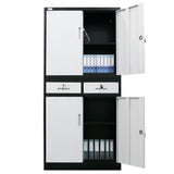 NNEMB Black/White 4 Door 2 Drawer Steel Stationary Office Storage Cabinet