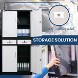 NNEMB Black/White 4 Door 2 Drawer Steel Stationary Office Storage Cabinet