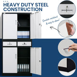 NNEMB Black/White 4 Door 2 Drawer Steel Stationary Office Storage Cabinet