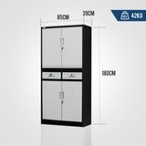 NNEMB Black/White 4 Door 2 Drawer Steel Stationary Office Storage Cabinet