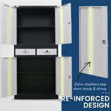 NNEMB Black/White 4 Door 2 Drawer Steel Stationary Office Storage Cabinet