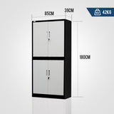 NNEMB 4-Door Steel Stationary Cabinet-Cam Locks-Shelves-Black and White