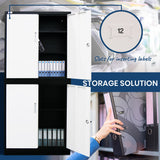 NNEMB 4-Door Steel Stationary Cabinet-Cam Locks-Shelves-Black and White