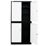 NNEMB 4-Door Steel Stationary Cabinet-Cam Locks-Shelves-Black and White