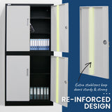 NNEMB 4-Door Steel Stationary Cabinet-Cam Locks-Shelves-Black and White