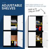 NNEMB 4-Door Steel Stationary Cabinet-Cam Locks-Shelves-Black and White