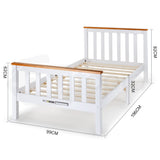 NNEMB White-Teak Accents Bed Frame With Mattress Single Indoor Furniture