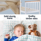 NNEMB White-Teak Accents Bed Frame With Mattress Single Indoor Furniture