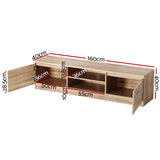 NNEDSZ 160CM TV Stand Entertainment Unit Lowline Storage Cabinet Wooden