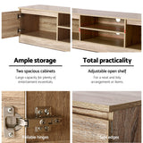 NNEDSZ 160CM TV Stand Entertainment Unit Lowline Storage Cabinet Wooden