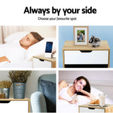 NNEDSZ Bedside Table Drawer Nightstand Shelf Cabinet Storage Lamp Side Wooden