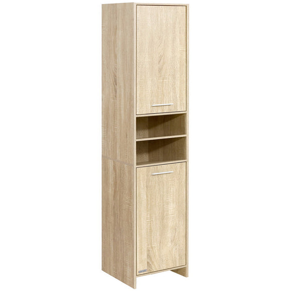 NNEDSZ 185cm Bathroom Cabinet Tallboy Furniture Toilet Storage Laundry Cupboard Oak