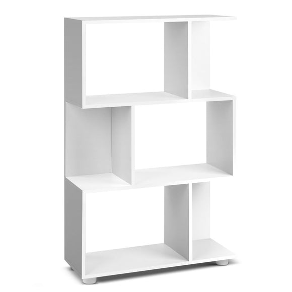 NNEDSZ 3 Tier Zig Zag Bookshelf - White