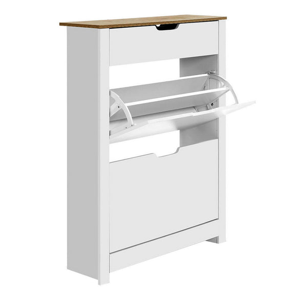NNEDSZ Shoe Cabinet Rack Storage Organiser Cupboard Shelf Drawer 16 Pairs White