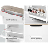 NNEDSZ Shoe Cabinet Rack Storage Organiser Cupboard Shelf Drawer 16 Pairs White