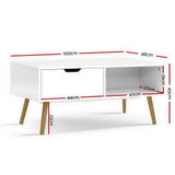 NNEDSZ Coffee Table Storage Drawer Open Shelf Wooden Legs Scandinavian White