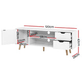 NNEDSZ TV Cabinet Entertainment Unit Stand Wooden Scandinavian 120cm White