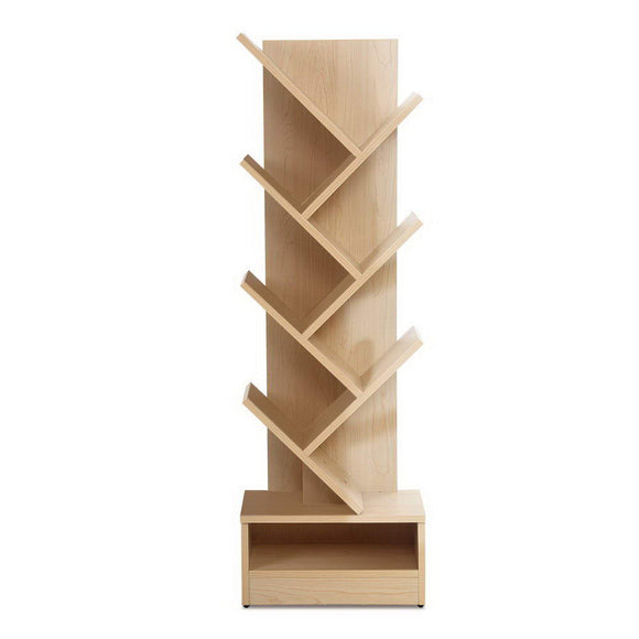 NNEDSZ Display Shelf 7-Shelf Tree Bookshelf Book Storage Rack Bookcase Natural