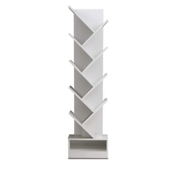 NNEDSZ Display Shelf 9-Shelf Tree Bookshelf Book Storage Rack Bookcase White