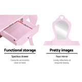 NNEDSZ Pink Kids Vanity Dressing Table Stool Set Mirror Princess Children Makeup