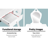 NNEDSZ White Kids Vanity Dressing Table Stool Set Mirror Princess Children Makeup