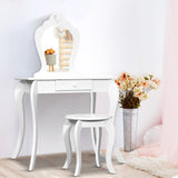 NNEDSZ White Kids Vanity Dressing Table Stool Set Mirror Princess Children Makeup
