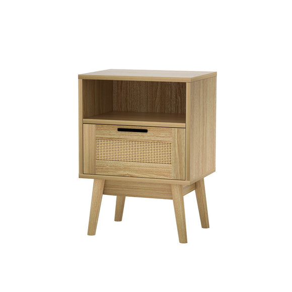 NNEDSZ Bedside Tables Rattan Drawers Side Table Nightstand Storage Cabinet Wood