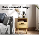NNEDSZ Bedside Tables Rattan Drawers Side Table Nightstand Storage Cabinet Wood