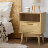 NNEDSZ Bedside Tables Rattan Drawers Side Table Nightstand Storage Cabinet Wood