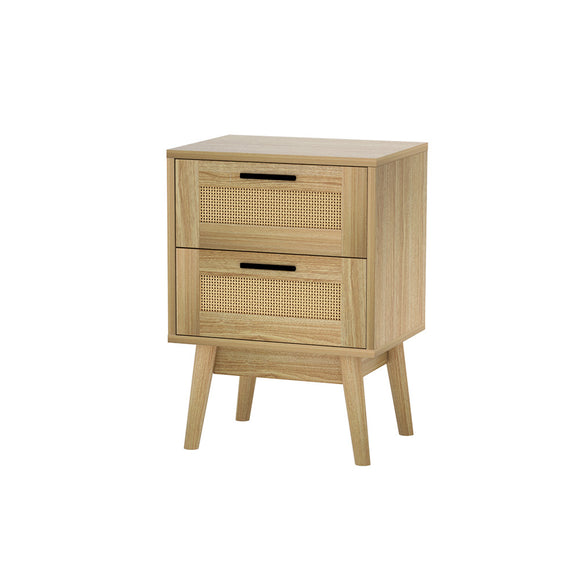 NNEDSZ Bedside Tables Rattan 2 Drawers Side Table Nightstand Storage Cabinet