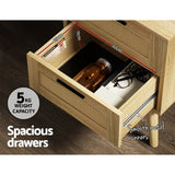NNEDSZ Bedside Tables Rattan 2 Drawers Side Table Nightstand Storage Cabinet