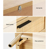 NNEDSZ Bedside Tables Rattan 2 Drawers Side Table Nightstand Storage Cabinet