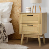 NNEDSZ Bedside Tables Rattan 2 Drawers Side Table Nightstand Storage Cabinet