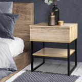 NNEDSZ Chest Style Metal Bedside Table