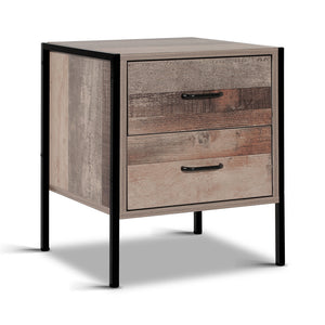 NNEDSZ Bedside Table Drawers Nightstand Metal Oak