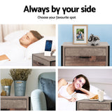 NNEDSZ Bedside Table Drawers Nightstand Metal Oak