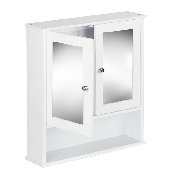 NNEDSZ Bathroom Tallboy Storage Cabinet with Mirror - White