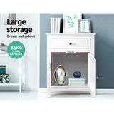 NNEDSZ Bedside Tables Big Storage Drawers Cabinet Nightstand Lamp Chest White