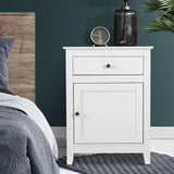 NNEDSZ Bedside Tables Big Storage Drawers Cabinet Nightstand Lamp Chest White