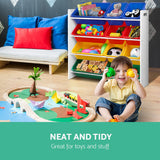NNEDSZ  12 Plastic Bins Kids Toy Organiser Box Bookshelf Storage Children Rack