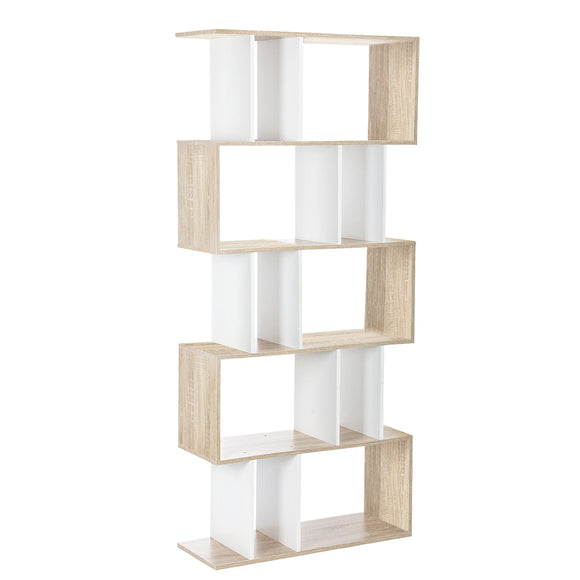 NNEDSZArtiss 5 Tier Display Book Storage Shelf Unit - White Brown