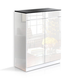 NNEDSZ  High Gloss Shoe Cabinet Rack- Black & White