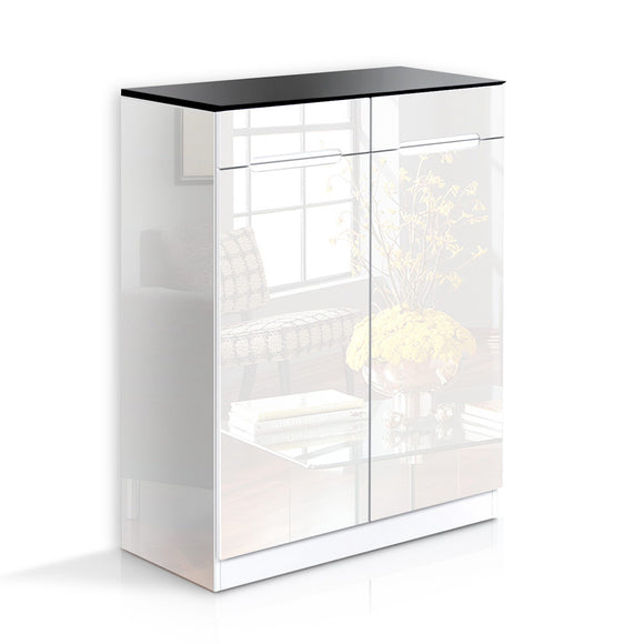 NNEDSZ  High Gloss Shoe Cabinet Rack- Black & White